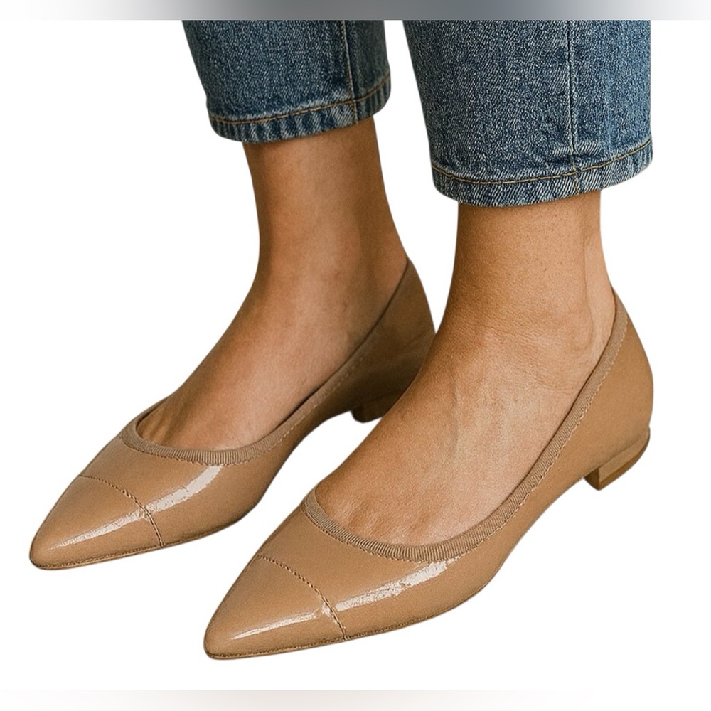 NEW* Rebecca Allen *The Skim Balet Flat Shors-Size:7~ in Nude patent leather